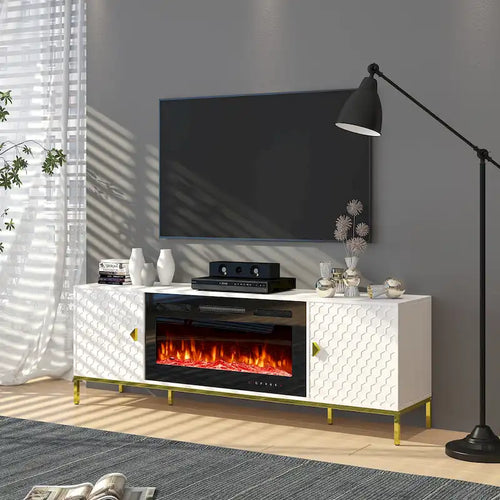 70 Wood Fireplace TV Stand with 36 Electric Fireplace