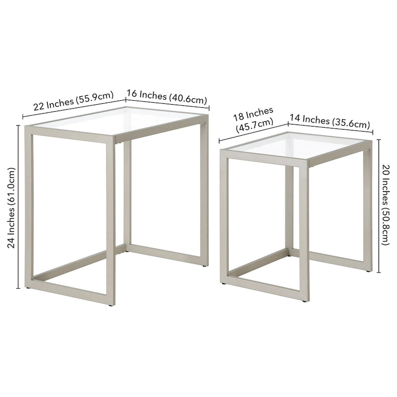 Rocco Rectangular Nested Side Table - 22 Wide