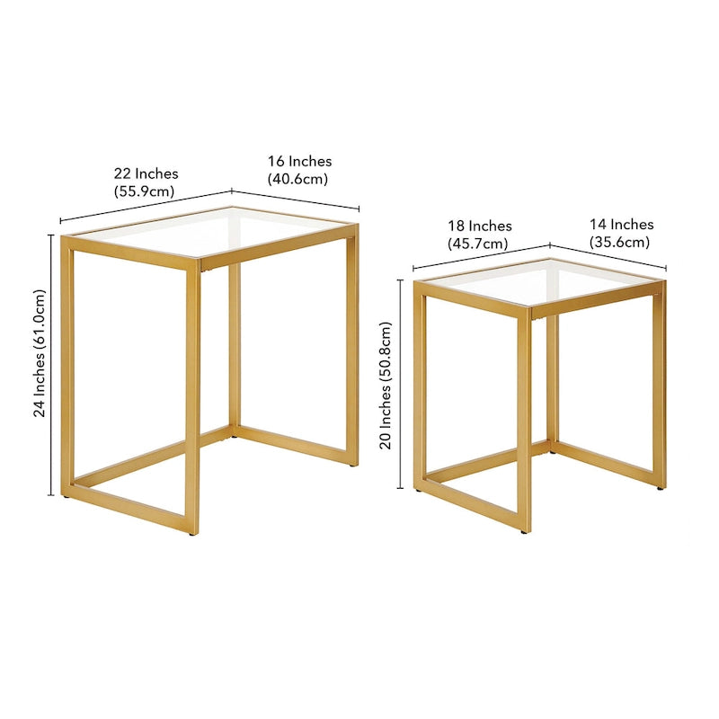 Rocco Rectangular Nested Side Table - 22 Wide