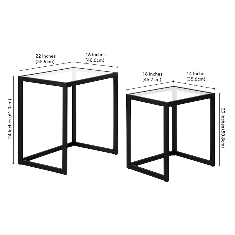 Rocco Rectangular Nested Side Table - 22 Wide