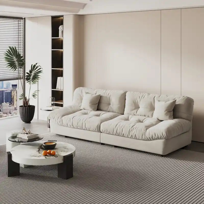 105 Modern Sanded Velvet Cloud Loveseat Sofa Sectional Couch for Living Room