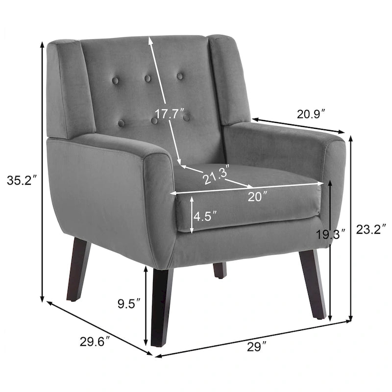 Velvet Accent Chair Living Room Upholstered Armchair