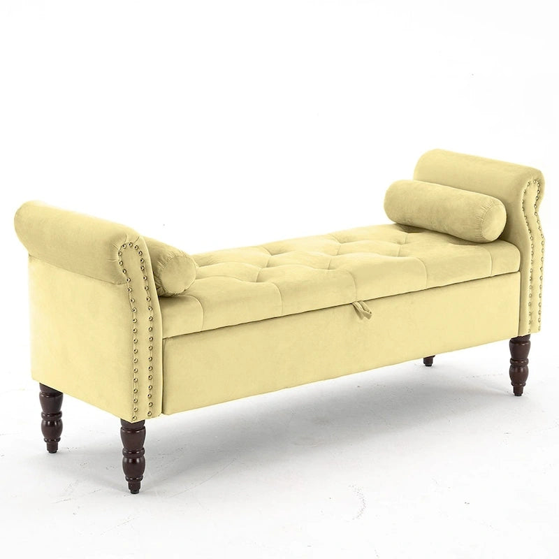 HOMYKA Storage Ottoman Bench with Rolled Arm