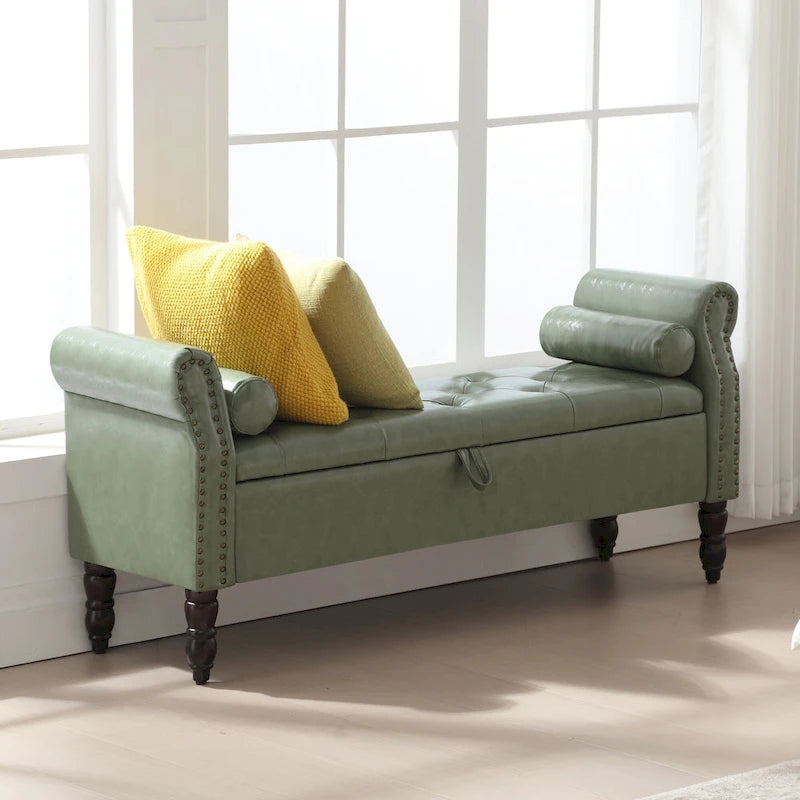 HOMYKA Storage Ottoman Bench with Rolled Arm