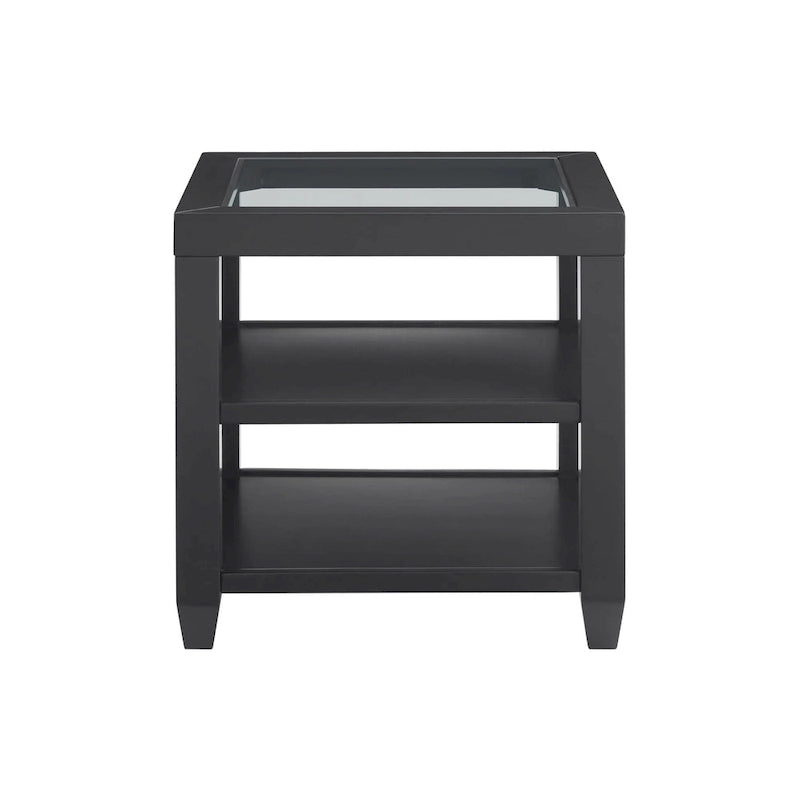 Cordero Wood and Glass Top 24-Inch Wide End Table with Shelf Storage