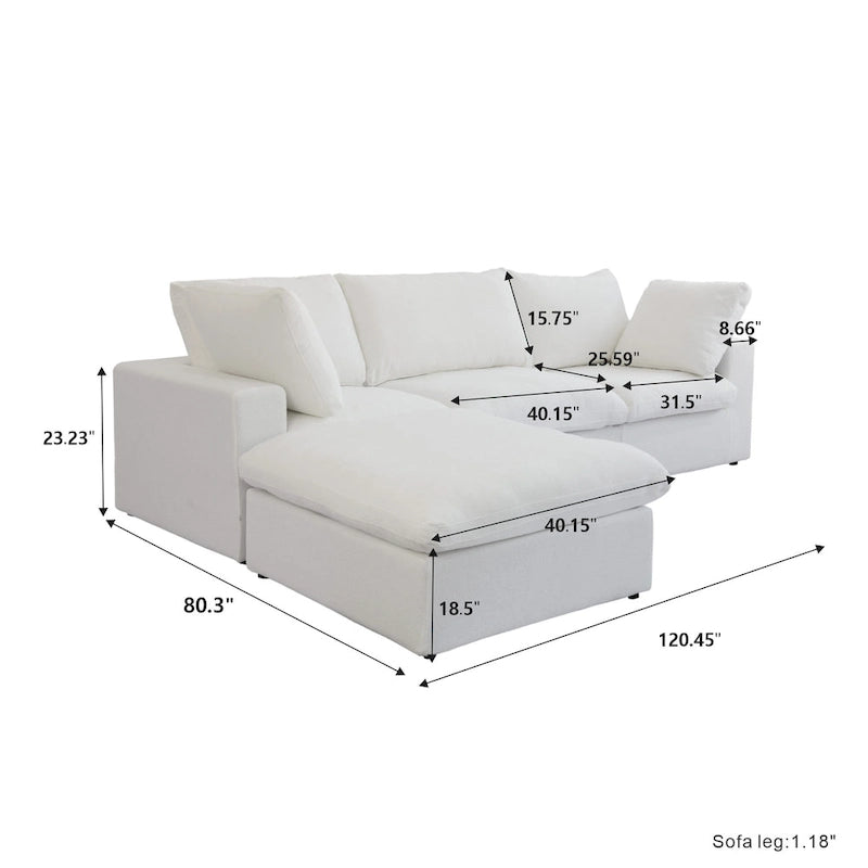 L-shape Linen Upholstered Sectional Sofa Couch