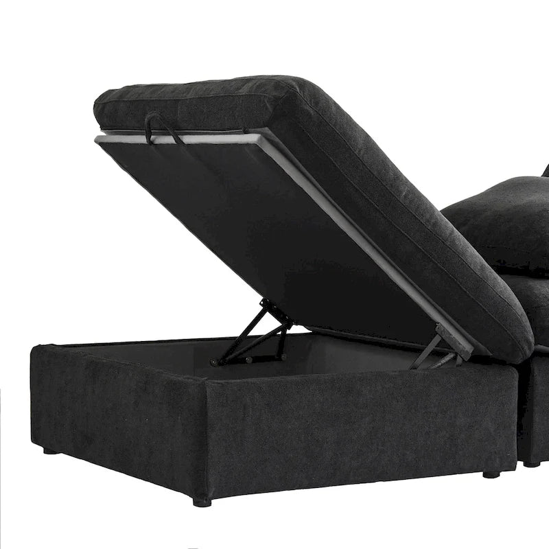 L-shape Linen Upholstered Sectional Sofa Couch