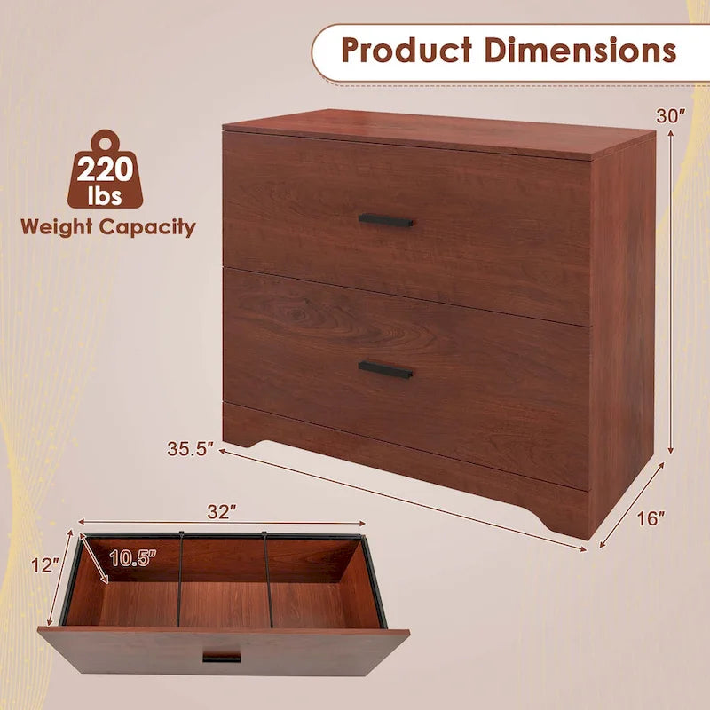 2 Drawer Lateral File Cabinet Printer Stand with Adjustable Bars