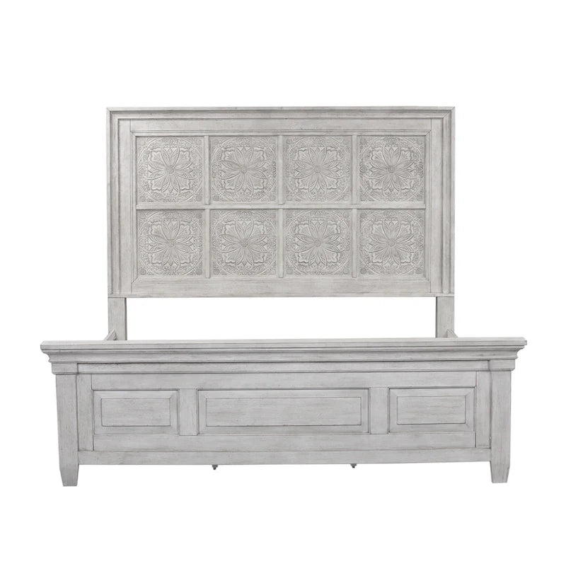 Heartland Antique White Tobacco King Opt Panel Bed