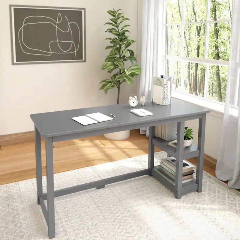 Plank and Beam Desk with Bookshelves