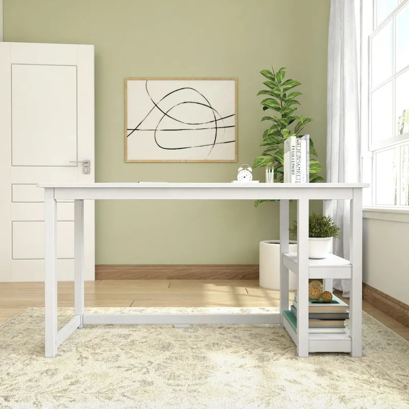 Plank and Beam Desk with Bookshelves