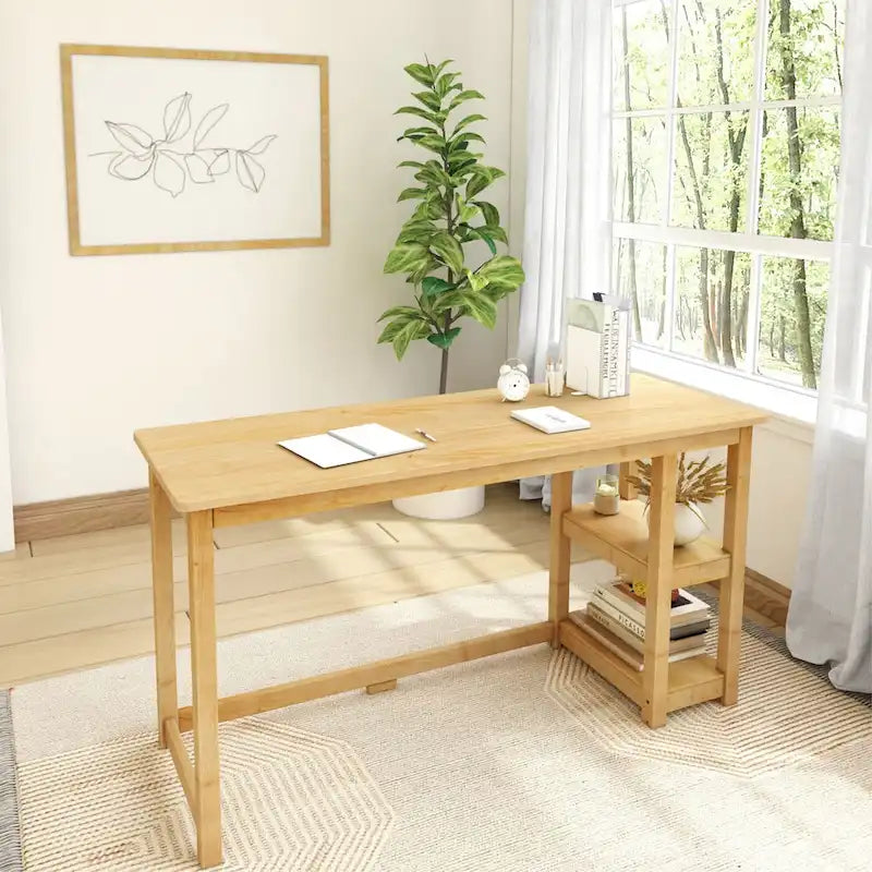 Plank and Beam Desk with Bookshelves