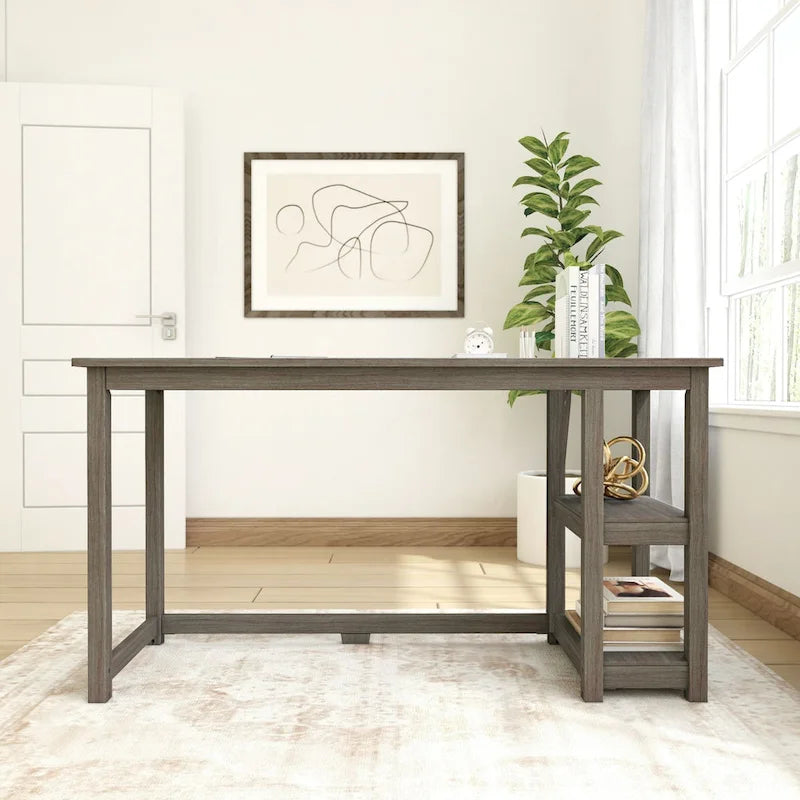 Plank and Beam Desk with Bookshelves