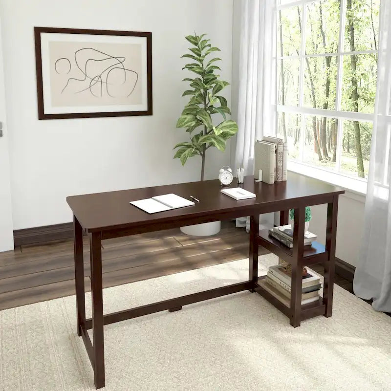 Plank and Beam Desk with Bookshelves