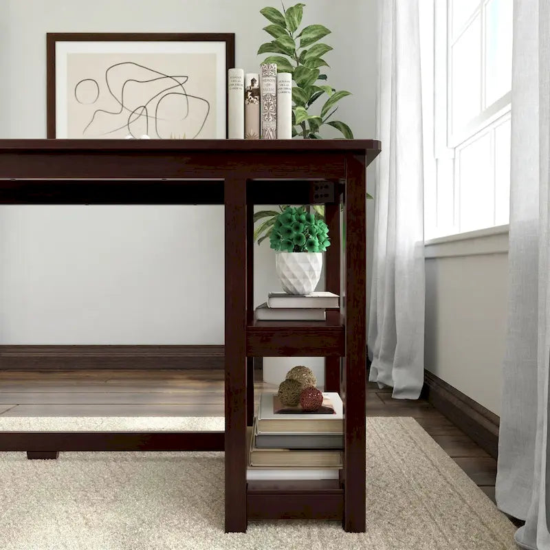 Plank and Beam Desk with Bookshelves