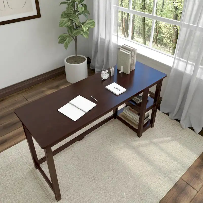 Plank and Beam Desk with Bookshelves