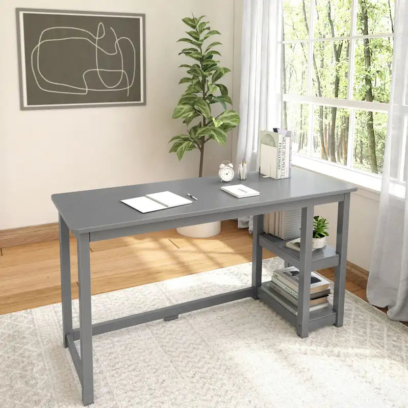Plank and Beam Desk with Bookshelves