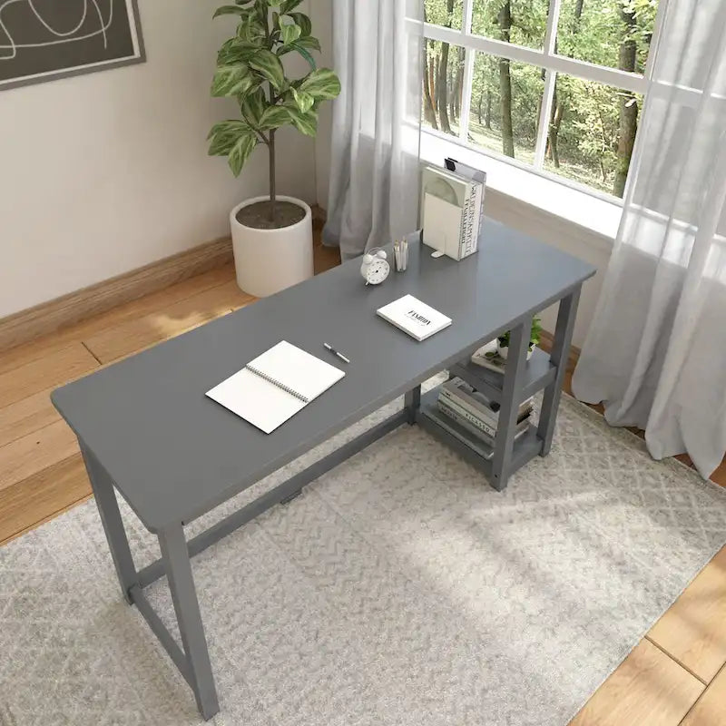 Plank and Beam Desk with Bookshelves