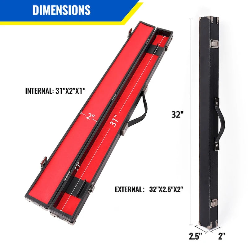 GSE 1x1 Hard Billiard Pool Cue Stick Hard Box. 1/2 Pool Cue Case for 1 Butts/1 Shafts