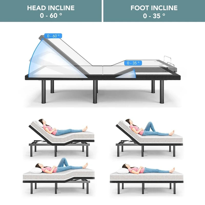 Massaging Zero Gravity Adjustable Bed with Wireless Remote