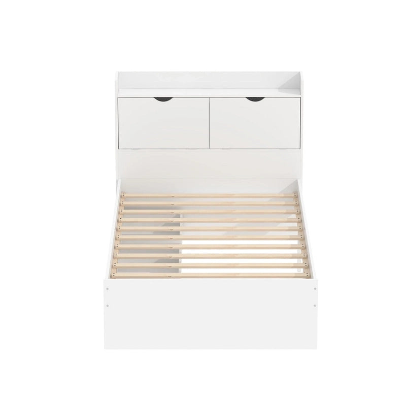 Twin Bed Frame Wood Platform Bed with Storage Drawers and Headboard
