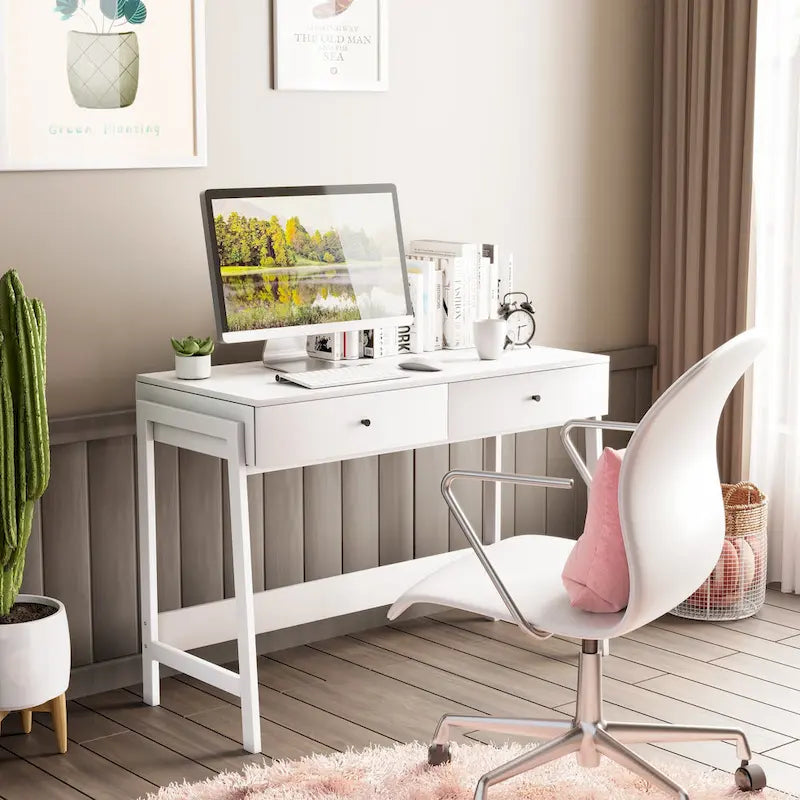 Pellebant Modern Office Computer Desk Writing Desk with 2 Drawers