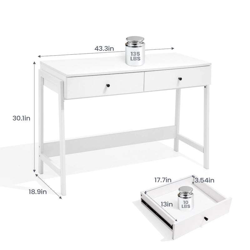 Pellebant Modern Office Computer Desk Writing Desk with 2 Drawers