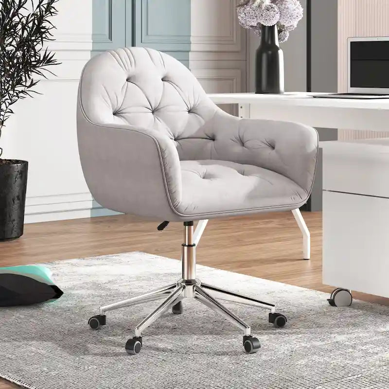 Corvus Hernals Velvet Tufted Adjustable Swivel Home Office Chair