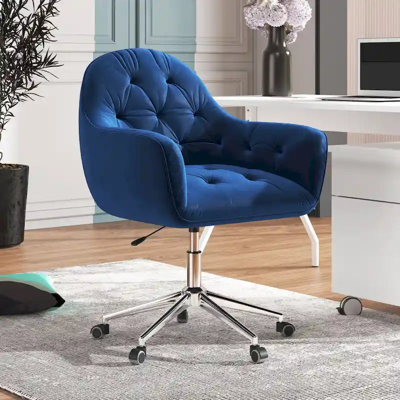 Corvus Hernals Velvet Tufted Adjustable Swivel Home Office Chair