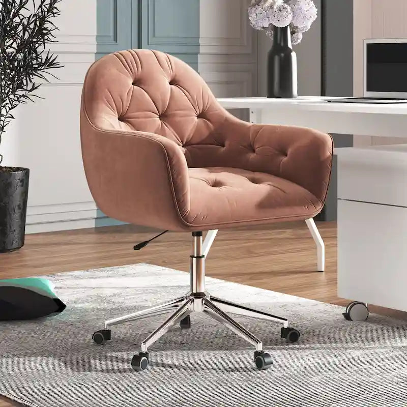 Corvus Hernals Velvet Tufted Adjustable Swivel Home Office Chair