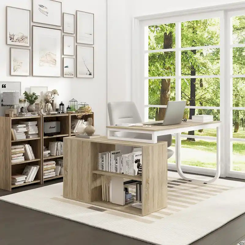 55-inch Timechee L-shaped Storage Computer Desk