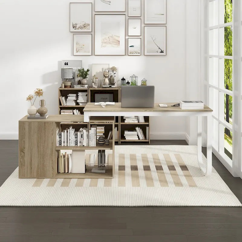 55-inch Timechee L-shaped Storage Computer Desk