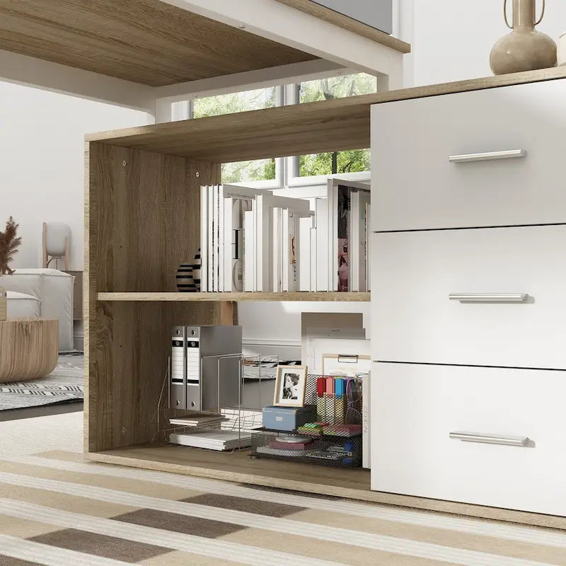 55-inch Timechee L-shaped Storage Computer Desk