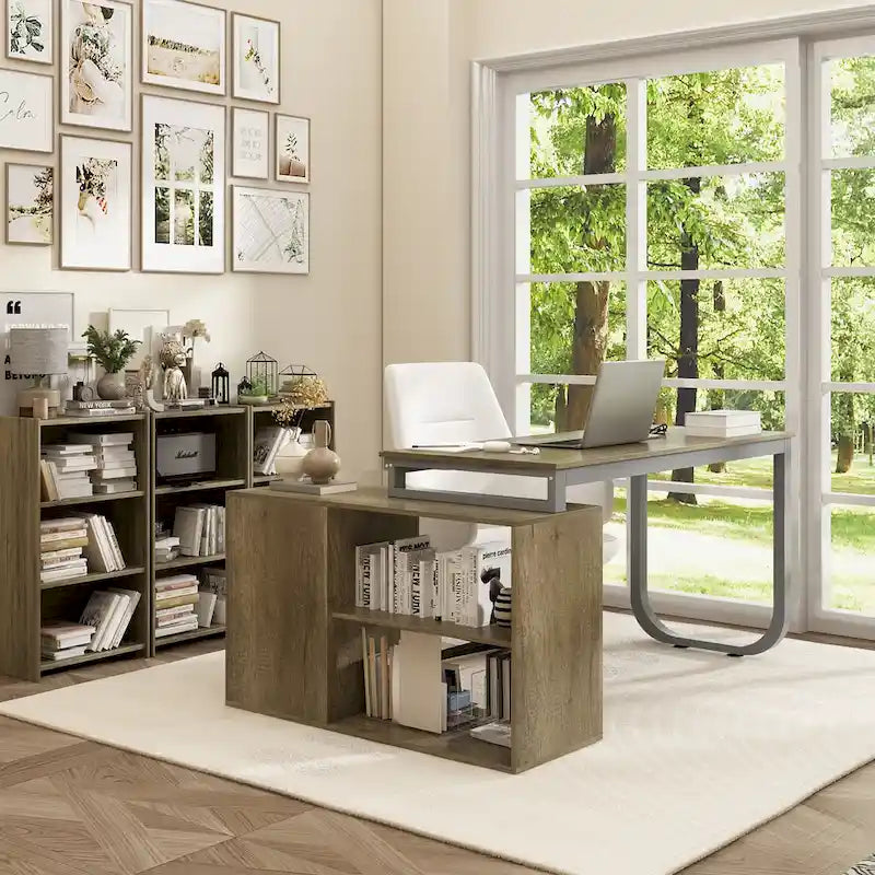 55-inch Timechee L-shaped Storage Computer Desk