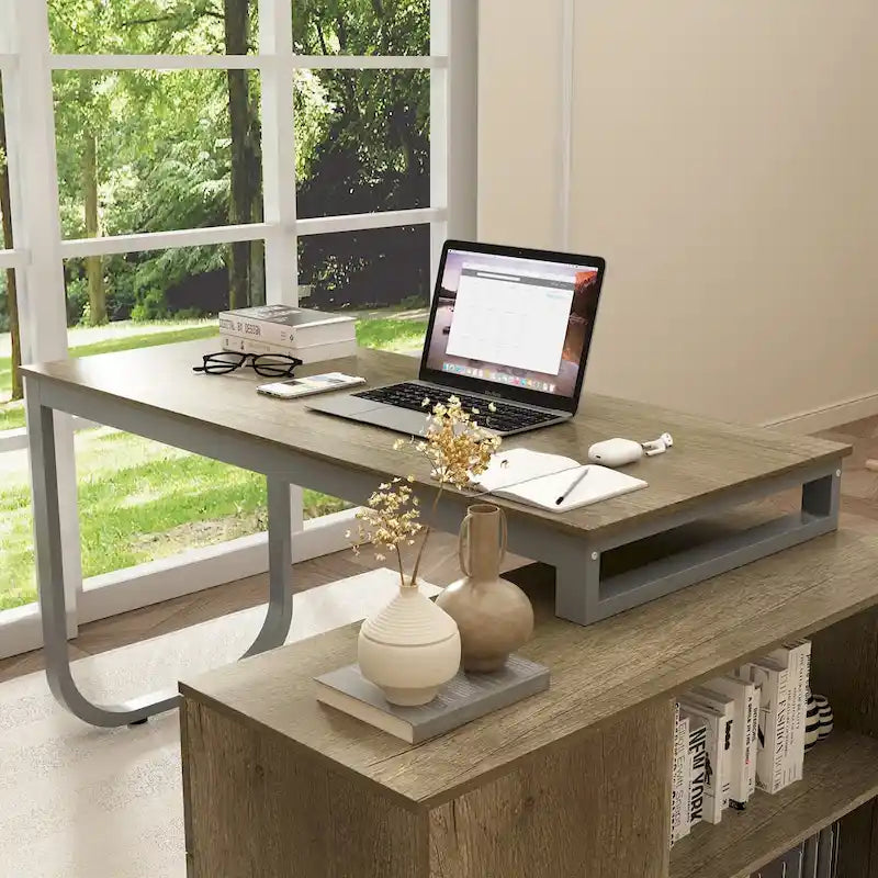 55-inch Timechee L-shaped Storage Computer Desk