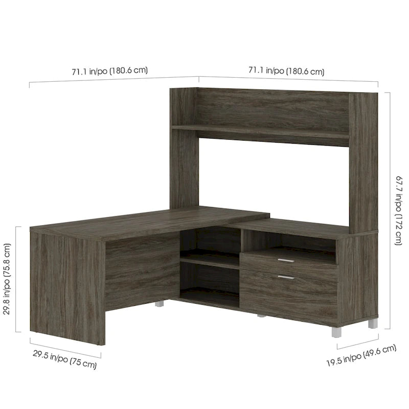 Pro-Linea L-Desk with Open hutch