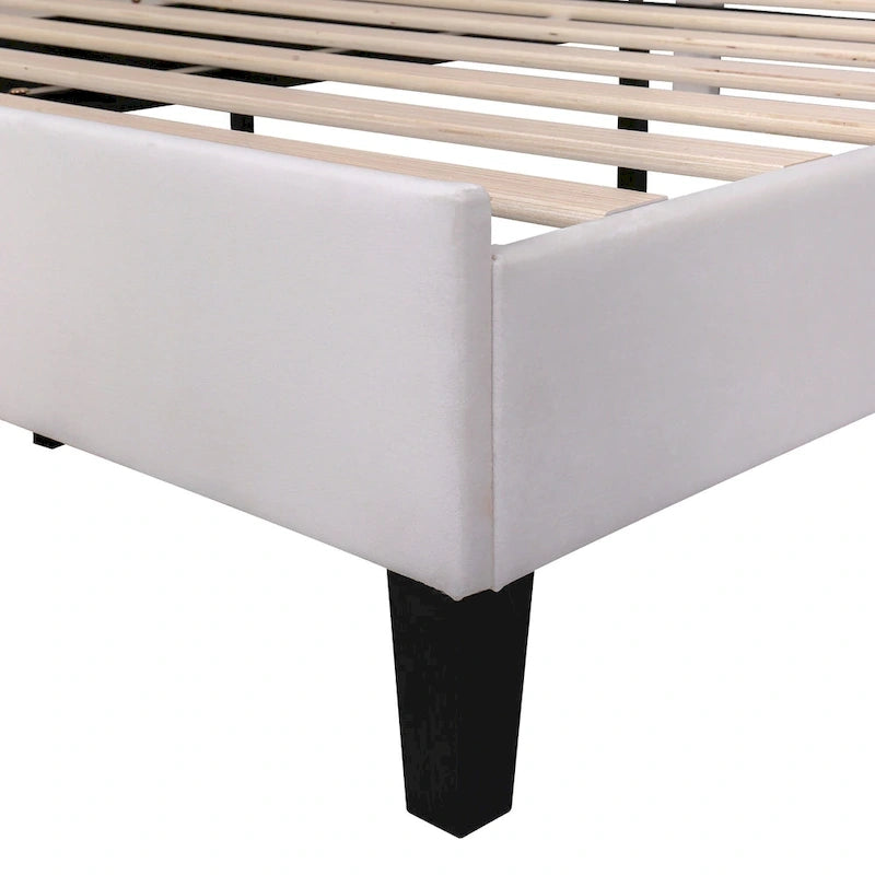 Full Size Upholstered Platform Bed with Flower Headboard