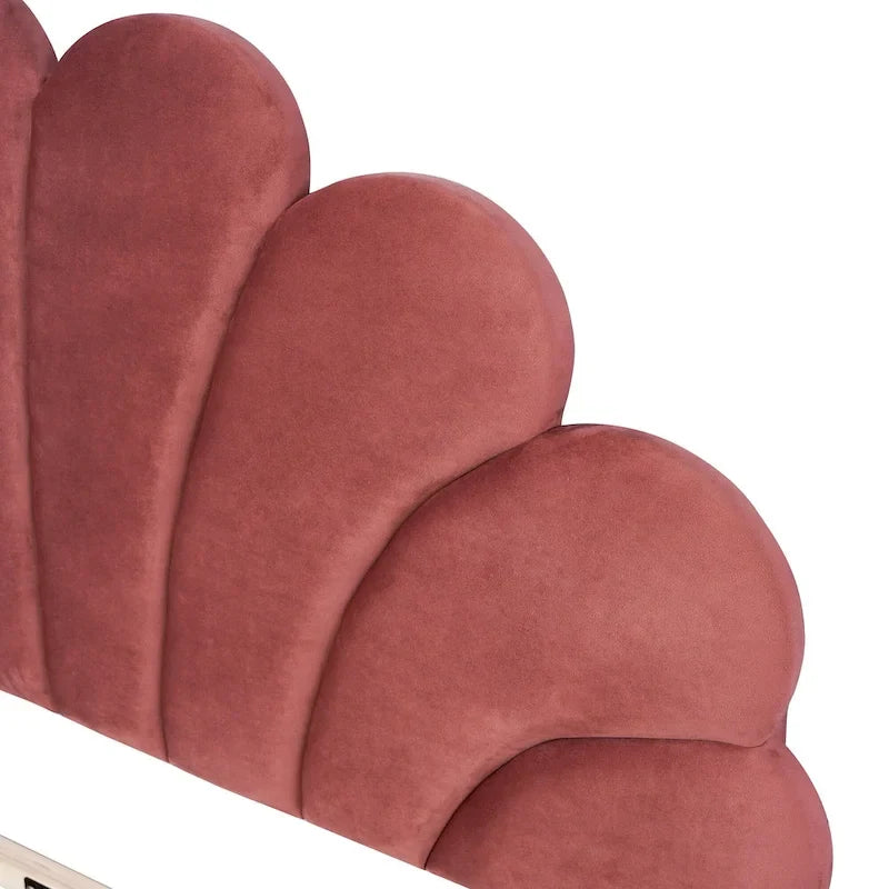 Full Size Upholstered Platform Bed with Flower Headboard