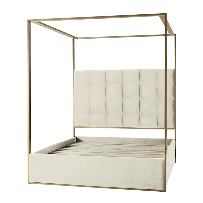 Milton Contemporary Upholstered Queen Size Canopy Bed by HULALA HOME