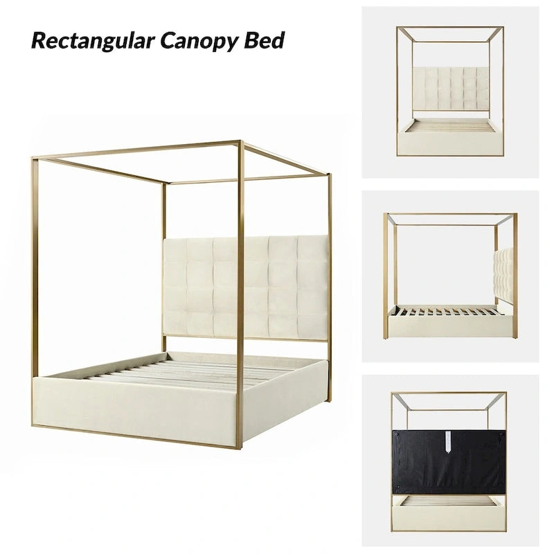 Milton Contemporary Upholstered Queen Size Canopy Bed by HULALA HOME