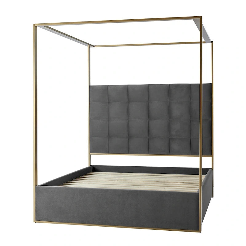 Milton Contemporary Upholstered Queen Size Canopy Bed by HULALA HOME