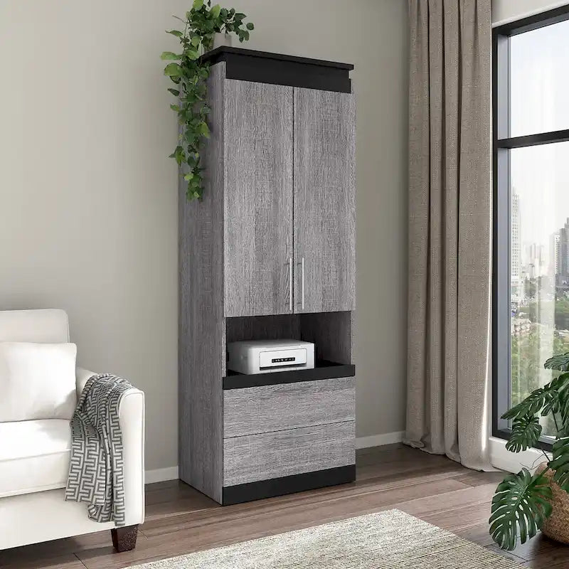Orion Tall Storage Cabinet with Drawers and Pull-Out Shelf by Bestar