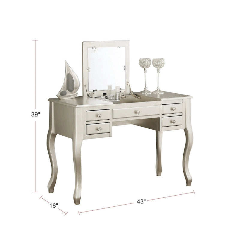 Flip Up Mirror Vanity Set with Stool