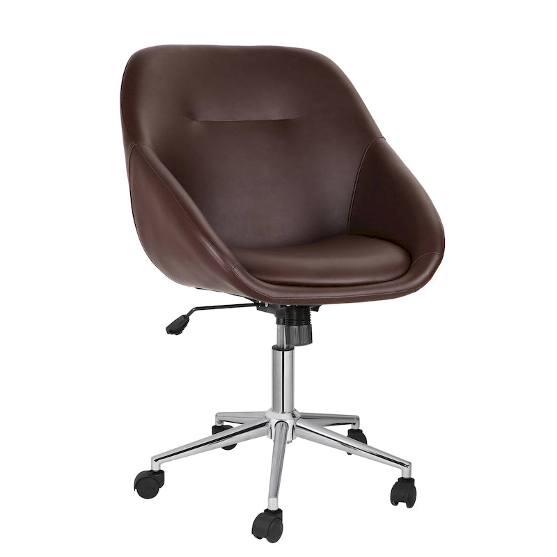 Porthos Home Hayes Swivel Office Chair, Chrome Base, PU Leather
