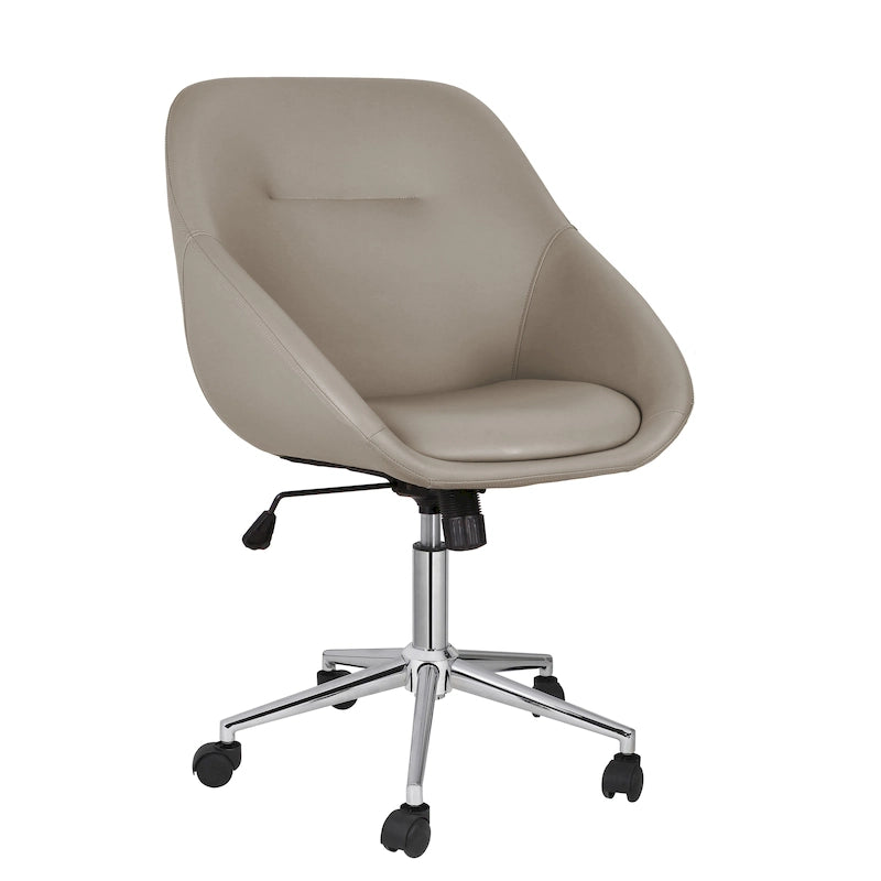 Porthos Home Hayes Swivel Office Chair, Chrome Base, PU Leather