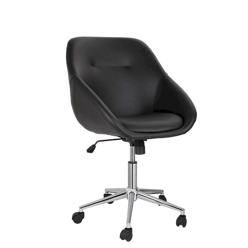 Porthos Home Hayes Swivel Office Chair, Chrome Base, PU Leather