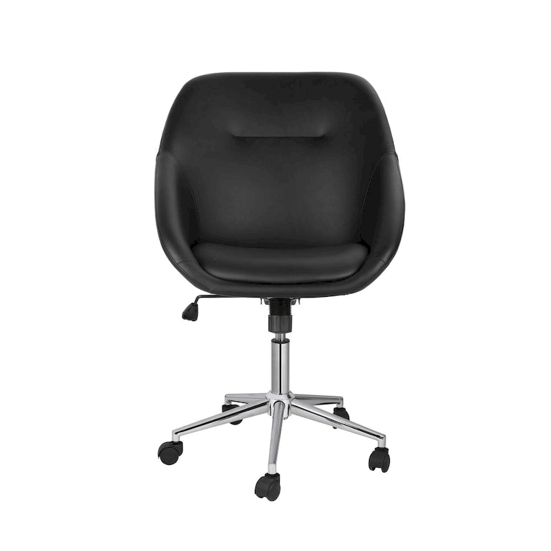 Porthos Home Hayes Swivel Office Chair, Chrome Base, PU Leather
