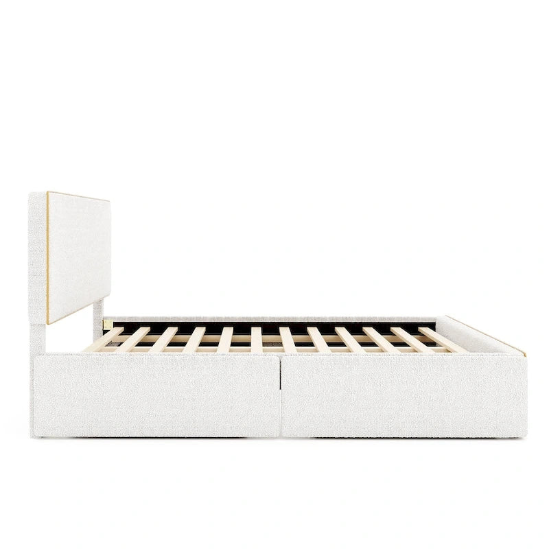 Queen Size Upholstered Platform Bed with 4 Drawers