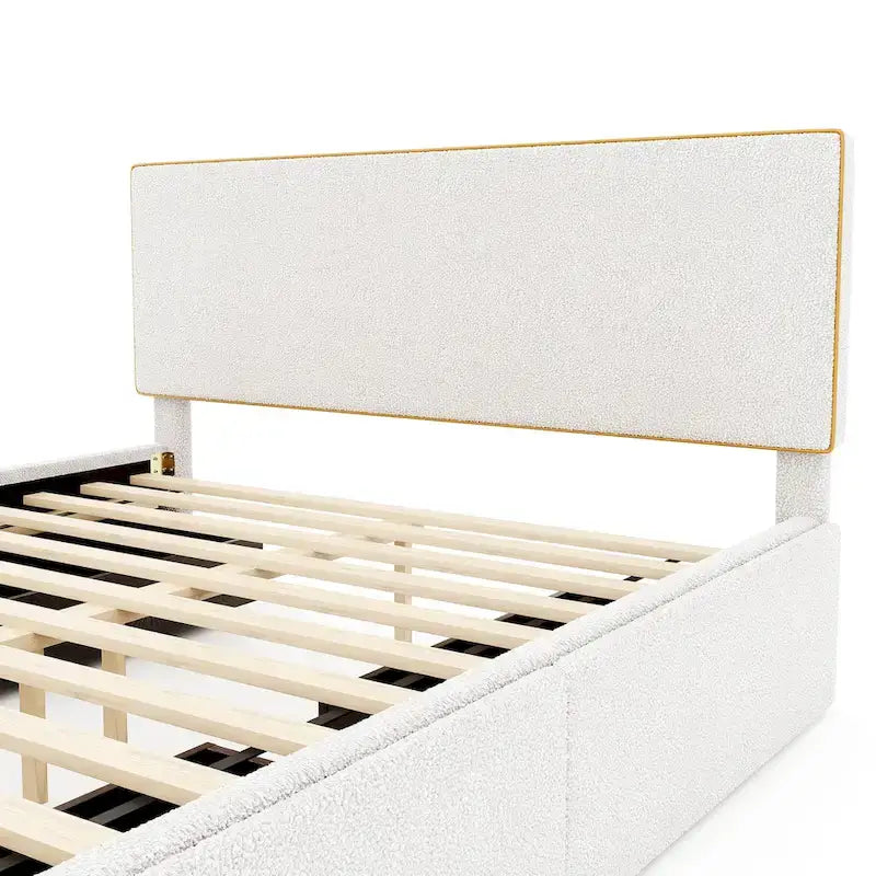 Queen Size Upholstered Platform Bed with 4 Drawers
