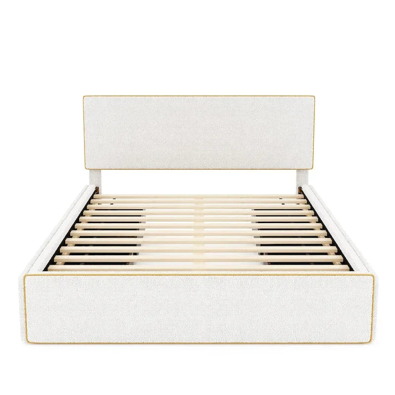 Queen Size Upholstered Platform Bed with 4 Drawers